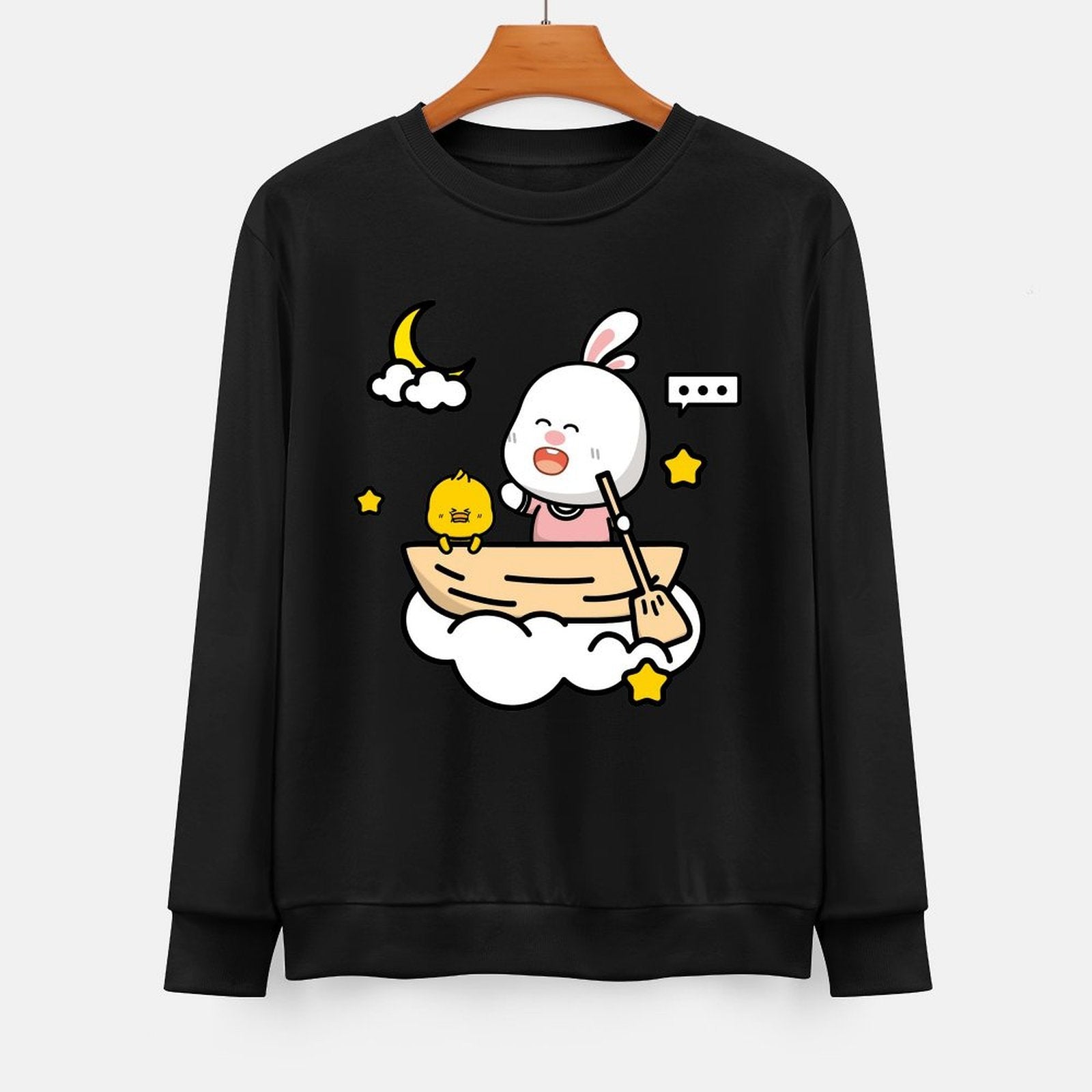 Front Patterned Long Sleeve TopFresh Smooth Feel